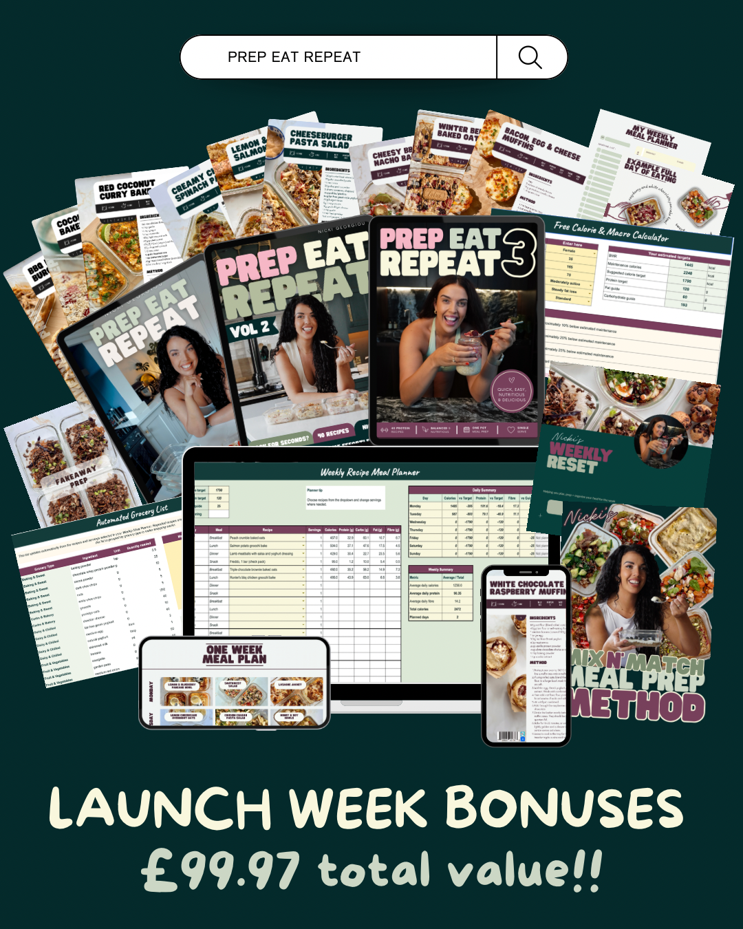 Prep Eat Repeat: Complete Meal Prep Collection - 120 Recipes + BONUSES!