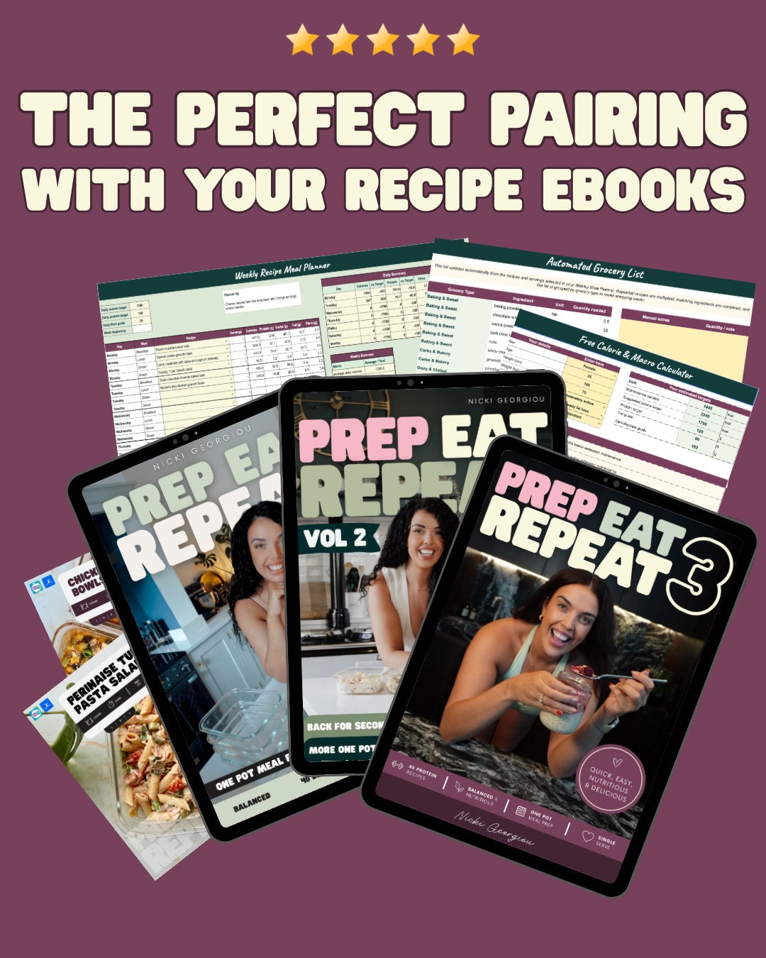 Ultimate Prep Eat Repeat Nutrition System (Recipe Database, Calorie & Macro Calculator, Meal Planner, Automated Shopping List)